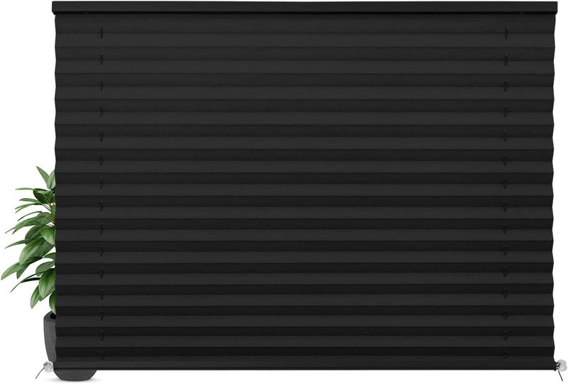 LUCKUP RV Blinds for Camper Window Blackout RV Shades Curtains 26" W x 24" L w/Aluminum Foil, RV Pleated Shades for Travel Trailer Window, Black - Image 1